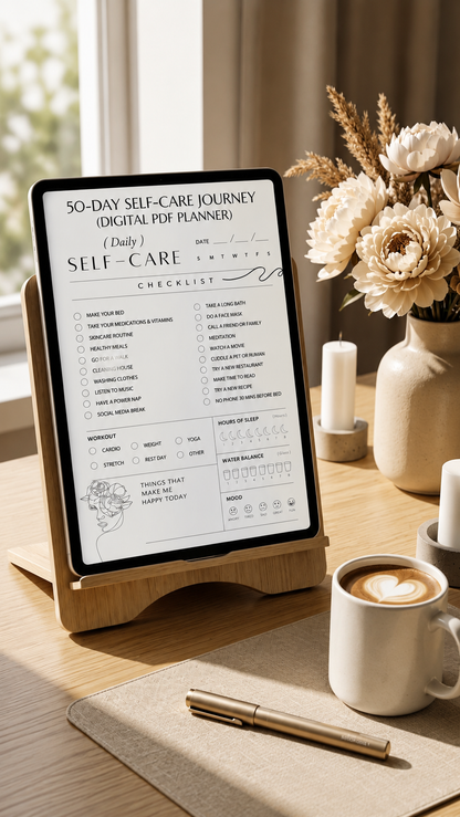 50-Day Self-Care Planner | Daily Wellness, Habit & Mental Health Journal